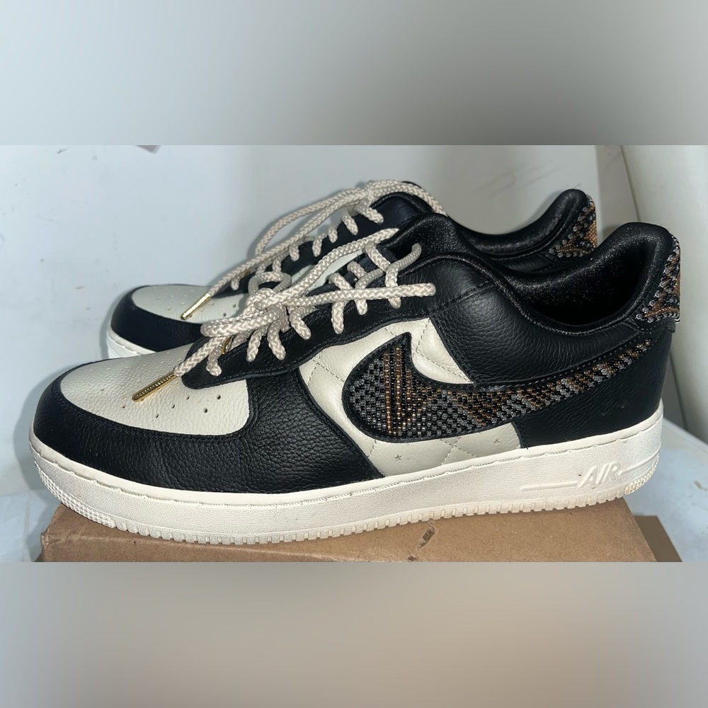 Nike Black and Cream Air Force 1 Sneakers